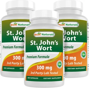 3 Pack Best Naturals St. John Wort 300 mg 180 Capsules - Picture 1 of 7