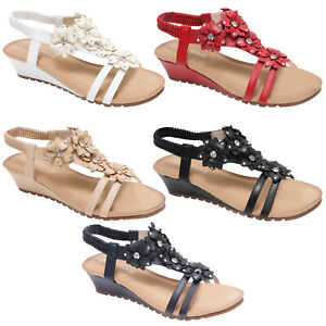 WOMENS SANDALS LADIES STRAPPY GLADIATOR MID LOW WEDGE EVENING SUMMER BEACH SHOES