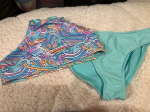 Wonder Nation Girls Mermaid Print Two Piece Swimsuit Size Large 10/12 - Picture 1 of 5