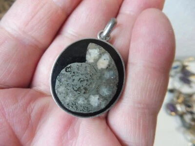 Bel Vecchio Ciondolo, 925 Argento Con Onice, Chiocciola, Ammonite - Immagine 1 di 4
