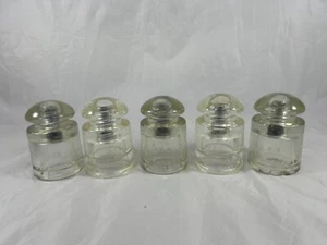 Lot Of 5 Vintage Antique Clear Hemingway Glass Insulators - Picture 1 of 10