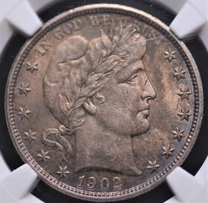 1902 BARBER HALF DOLLAR NGC MS 61 GOOD LUSTER & VERY ORIGINAL GLOSSY PATINA IN - Picture 1 of 7