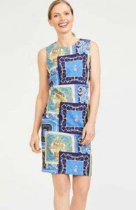 J. McLaughlin "Belinda" Dress, Heraldic Patchwork, Blue Multi, Size 4, NWT - Picture 1 of 4