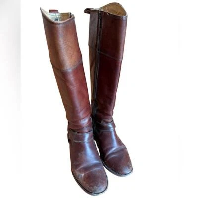 Frye Melissa Extended Knee High Brown Harness Boots Size 5 1/2 B - Image 1 of 4