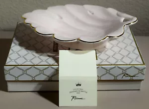 NEW Rosanna Trellis 9" x 6.5" Leaf Spoon Holder (Rest) - Light Pink, Gold Trim - Picture 1 of 9