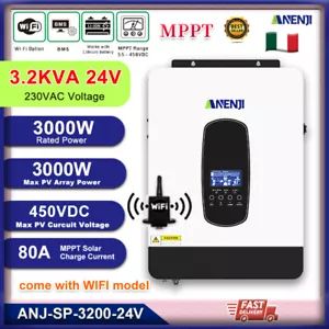 3200VA Off-Grid Solar Hybrid Wechselrichter MPPT 80A 220/230V 450V Sinus Rein - Bild 1 von 9