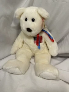 TY beanie baby 12 inch LIBEARTY WHITE AMERICAN FLAG - Picture 1 of 5