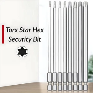 Set Tamper Proof Screwdriver Bit Hole Long Reach Torx Star Hex Security Bit - Picture 1 of 64