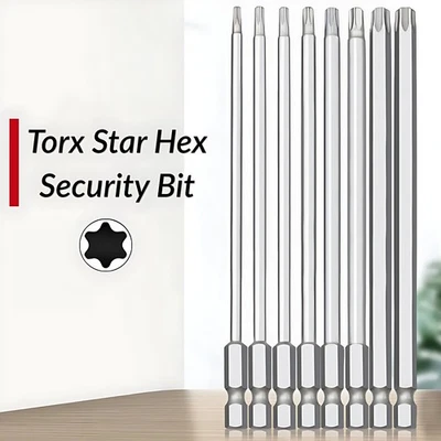 Set Tamper Proof Screwdriver Bit Hole Long Reach Torx Star Hex Security Bit - Image 1 of 4