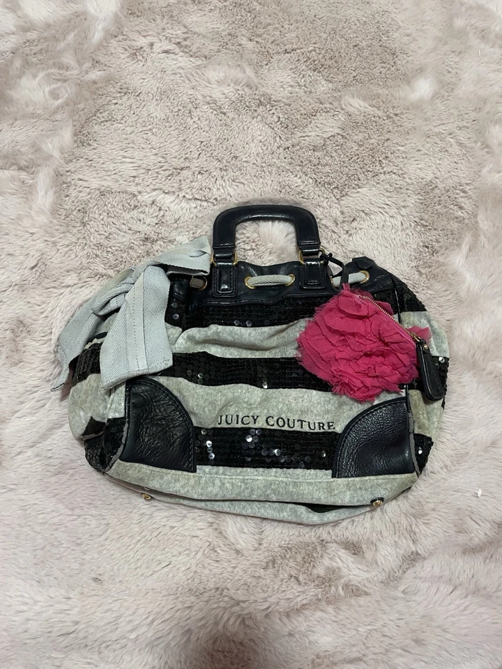 Bolso de Mano Vintage Y2K Gris Y Negro Lentejuelas Juicy Couture Daydreamer Foto 1 de 4