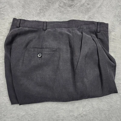 Lauren Ralph Lauren 女式礼服休闲裤 10 码黑色丝绸亚麻百褶裤 — 第 1/4 张图片