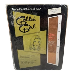 Vintage Golden Girl First Quality Sesmless Mesh Stockings Intrigue Size 10 - Picture 1 of 2