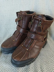 Polo Ralph Lauren Conquest Hi III Herren Braun Leder Halbhohe Stiefel Größe 8,5D - Bild 1 von 12