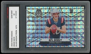 Drake Maye 2024 Panini Silver Mosaic Prizm NFL Debut Rookie Card 1st Graded 10 - Bild 1 von 1