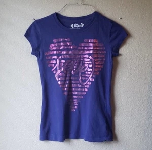 Mudd Shirt Girls Y2K Blue Short Sleeve Love Graphic T-shirt Casual Top Girls 12 - Picture 1 of 6