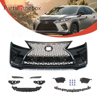 For 13-15 Lexus RX350/450 Front Bumper Grill Set w/Chrome Trim/Fog F-Sport Style Foto 1 de 4