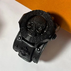 【RARE】Montre Affliction Boue Crâne Noir Ceinture Cuir Vintage Montre-Bracelet de JPN. - Photo 1/13