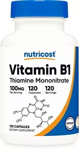 Nutricost Vitamin B1 (Thiamin) 100mg, 120 Capsules - Gluten Free & Non-GMO - Picture 1 of 5