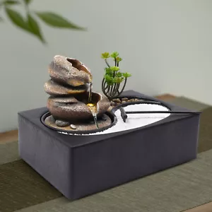 Indoor Water Fountain of Rock Garden Desk Water Fountain with LED Light for Home - Picture 1 of 20