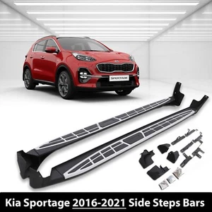 FOR KIA SPORTAGE 2016-2021 ALUMINIUM RUNNING BOARD SIDE STEPS FOOT RAILS PAIR UK - Picture 1 of 10