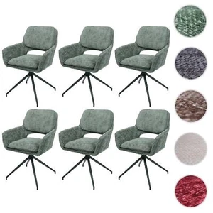 6er-Set Esszimmerstuhl HWC-N74, Stuhl drehbar Auto-Return Stoff Chenille 490g/m² - Bild 1 von 30