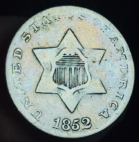 1852 Three Cent Silver Piece Trime 3c Type 1 Ungraded US Coin CC16916 Cover