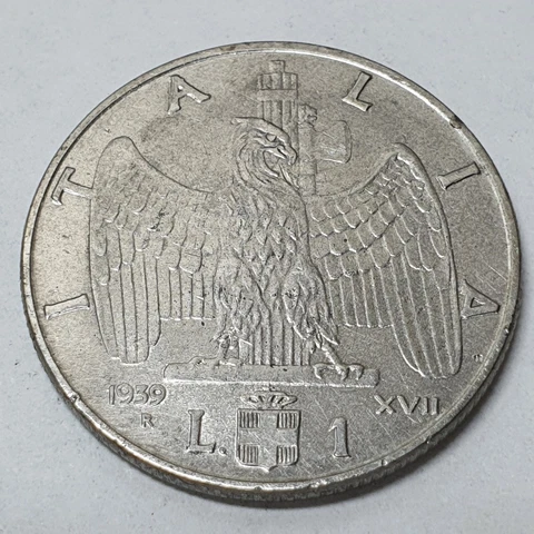 Italy Lira 1939 XVII R Mint Mark Magnetic Coin 02567 Cover