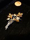 Beautiful Antique Posib"Victorian 20C,Tested 9Ct Gold Citrine Flower Brooch Pin.