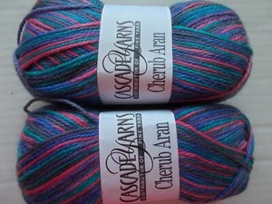 Cascade Yarns Cherub Aran soft variegated yarn, Graifiti, lot of 2 (240 yds ea) - Picture 1 of 2