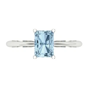 1 tcw Radiant Cut Engagement Ring, 14K White Gold Simulated Diamond - Picture 1 of 40