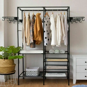 Large Clothes Rail Rack Garment Dress Hanging Display Stand Shoe Storage Shelves - Picture 1 of 5