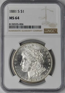 1881-S Morgan Silver Dollar - NGC MS64 - ✪COINGIANTS✪ - Picture 1 of 2