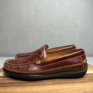 Mocasín de cuero veneciano tejido Johnston & Murphy marrón para hombre talla 8 #25-8344 - Imagen 1 de 9