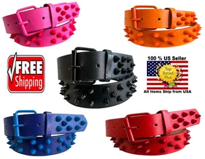 Cinturón de cuero unido Spike Punk Rocker tallas pequeñas a 2XL (5 colores) - Imagen 1 de 6