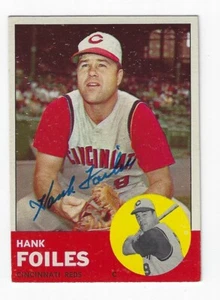 Autographed 1963 TOPPS  #326 HANK FOILES Cincinnati Reds Card w/COA - Picture 1 of 1