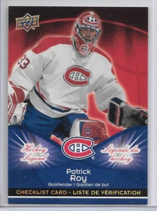 2009-10 Patrick Roy Insert UD McDonalds Checklist Hockey Card Montreal Canadiens - Imagen 1 de 2