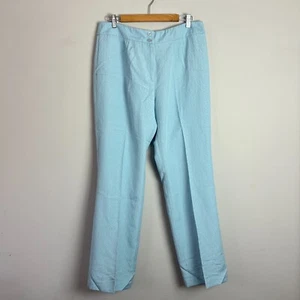 Oscar De La Renta Pants Womens 14 Sky Blue Floral Jacqaurd Wide Leg Pleated - Picture 1 of 9