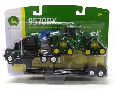 John Deere Peterbilt negro ERTL 1:64 semi con LOWBOY y tractor de orugas 9570RX ¡NUEVO EN CAJA! Foto 1 de 2