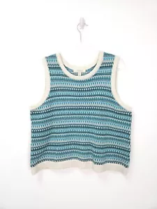 Seasalt Sweater Vest Size 16 Knit Crop Top Organic Cotton Little Grebe Stripes - Picture 1 of 8