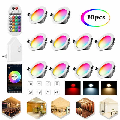 10x LED Einbaustrahler 5W Bluetooth WIFI RGB Decken Spot Downlight 230V IP20 - Bild 1 von 4