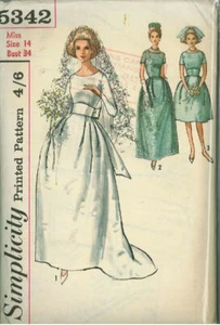 Vintage Bridal Gown Sewing Pattern S5342 Size 14 or 16 - Picture 1 of 1