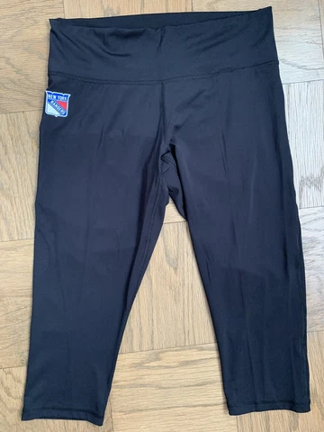 NY RANGERS WOMENS PANTS ADIDAS ATHLETIC LEGGINGS MEDIUM 3/4 LNGTH MSG NHL HOCKEY Cover