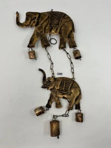 Vintage Look Recycled Wind Chime Elephants Bells Fair Trade Indian Craft 2 Pcs - Picture 1 of 5