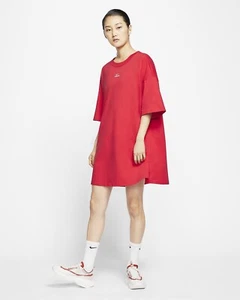 Nike Korea Women's Red Dress Size Small Oversized CU9437-670 Red/White - Picture 1 of 8