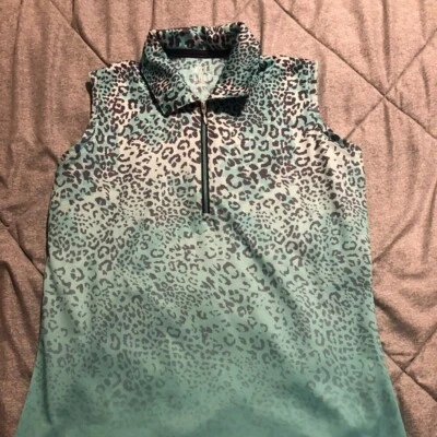 Kate Lord бирюзовый омбре леопард печать четверть молнии Athletic производительности бак маленький - Изображение 1 из 4