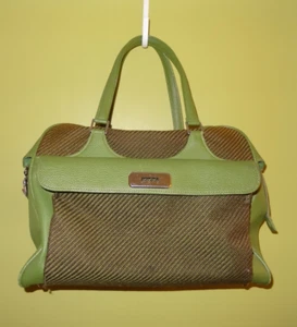 Vintage Samsonite Saturn riesige Handtasche Handgepäck Avocado grün Tweed vegan Vinyl - Bild 1 von 16