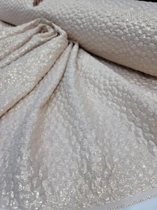 Champagne Jacquard Brocade Fabric By the Yard Metallic Textured Embossed  - Picture 1 of 14