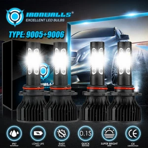 4-Sides 9005 9006 Combo LED Headlight High Low Beam Bulbs 6500K White Bright Kit - Picture 1 of 15