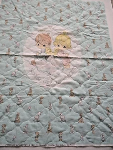 2 Sided Precious Moments Quilted  Blanket FABRIC to Sew Mint Green - Picture 1 of 4
