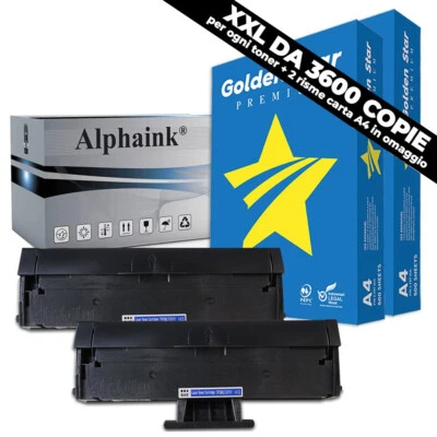 ALPHAINK 2 RISME A4 75GR + 2 TONER D111XL PER SAMSUNG XPRESS M2020 M2022 M2026 M2070FW